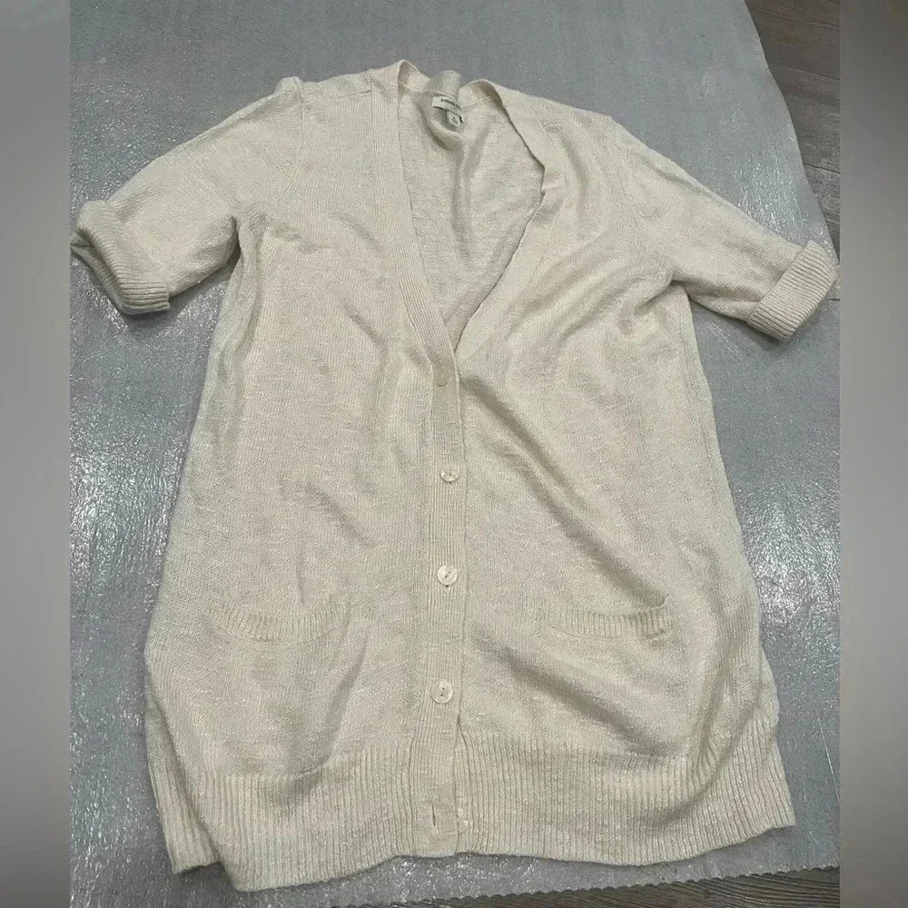 [XL]Banana Republic Linen Blend Short  Sleeve cardigan sweater pockets